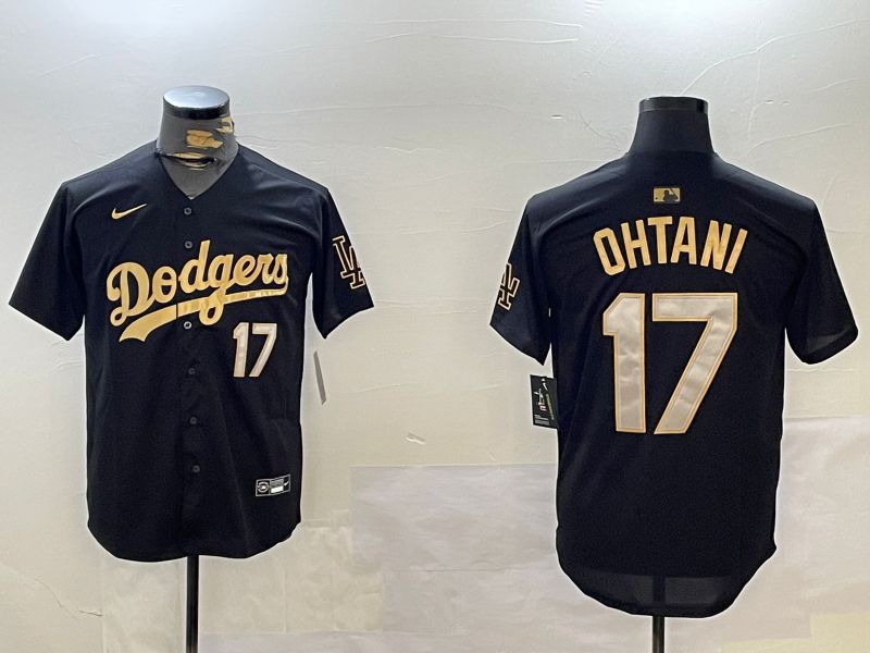 Men Los Angeles Dodgers 17 Ohtani Black Gold Game 2024 Nike MLB Jersey style 1209